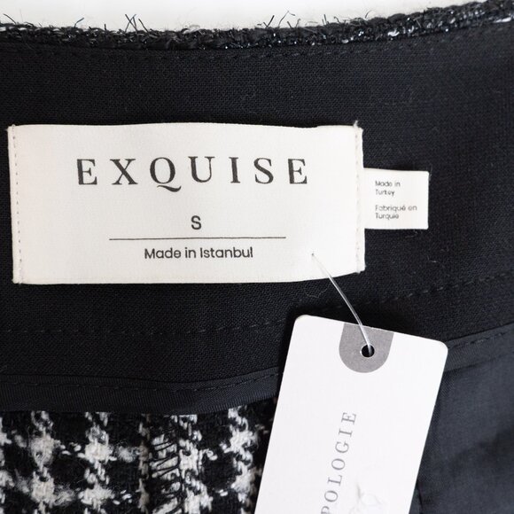 ANTHROPOLOGIE Exquise Wide Leg High Rise Plaid Trousers Pants Black White Small - Picture 5 of 14